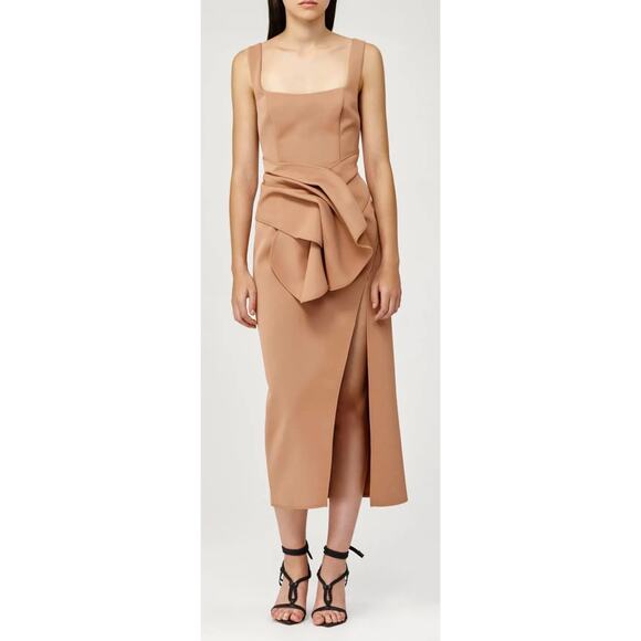 Acler Dresses & Skirts - Acler Habana Scuba Sculpture Midi Dress in Clay, Size 8